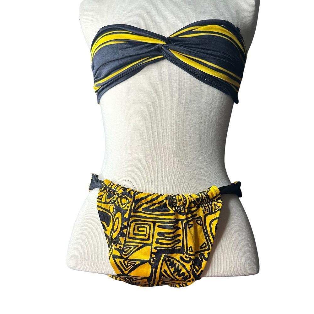 Vintage 80s/90s Bandeau Bikini Swim Suit Yellow Black Ocean Pacific
Womens SZ M